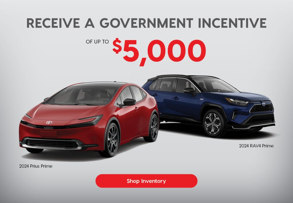 Receive up to 5000 in government incentives on a new 2024 Toyota Prius